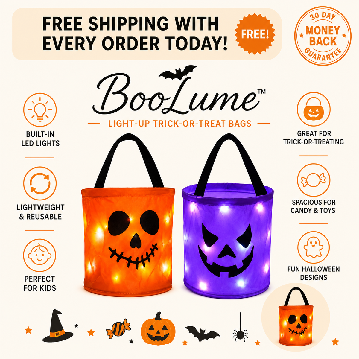 BooLume™ Light-Up Trick-or-Treat Bags