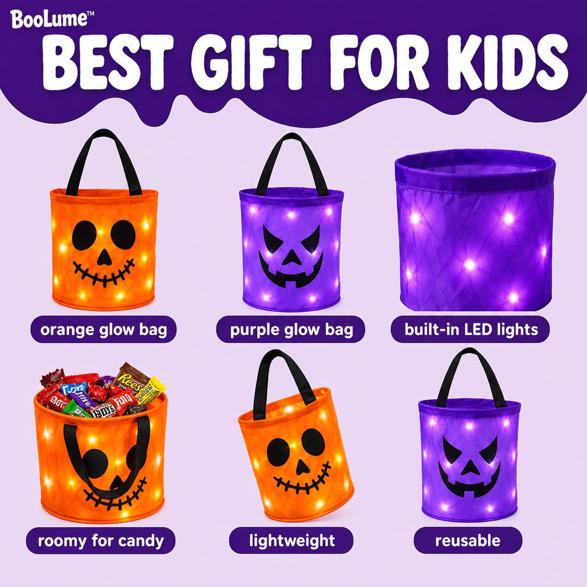 BooLume™ Light-Up Trick-or-Treat Bags
